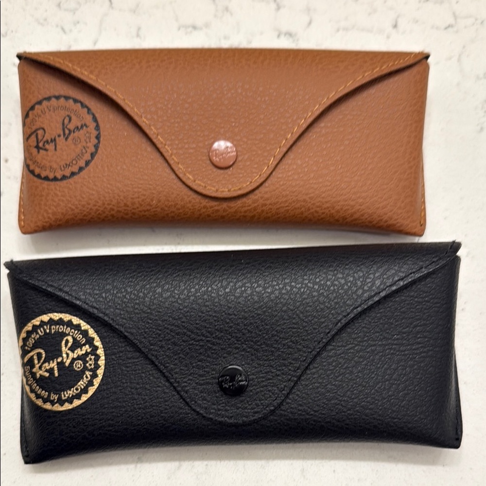 set of 2 Ray-Ban Leather Sunglass Cases in Tan and Black